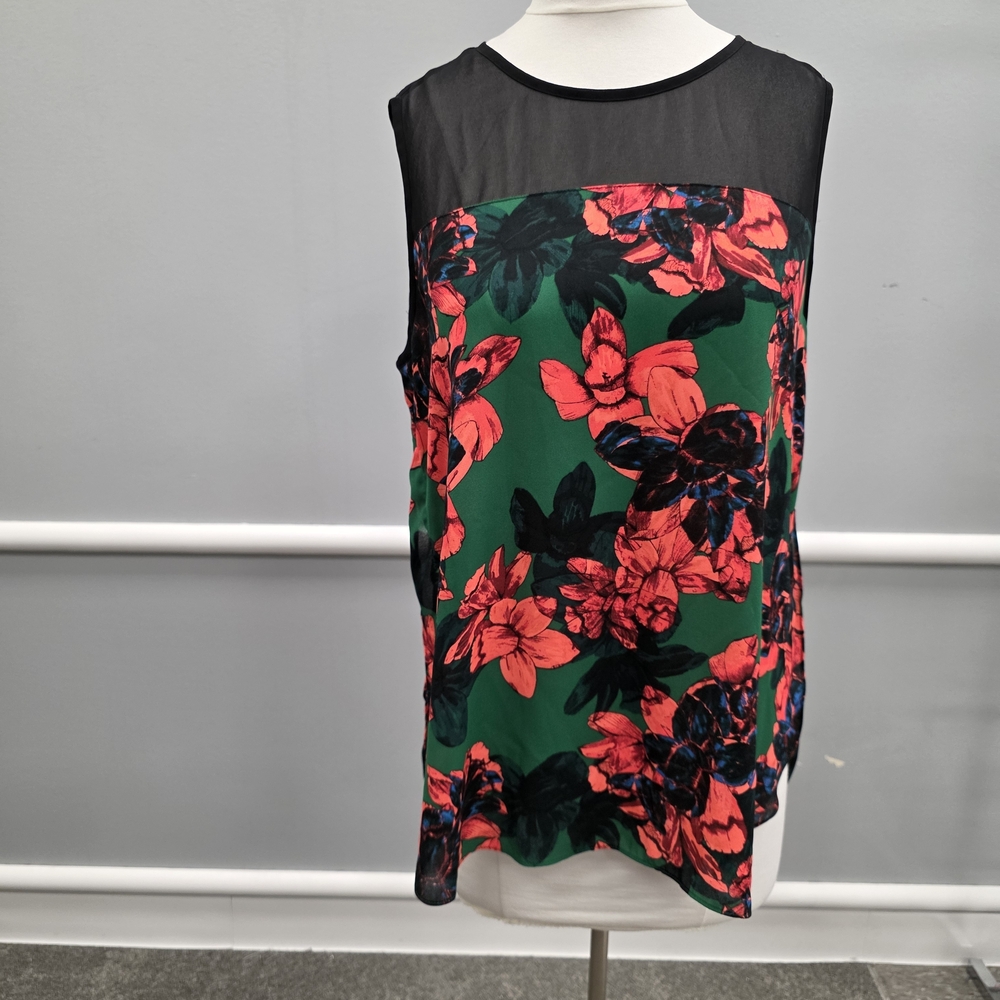Vince Camuto Floral Top with Sheer Black Detail